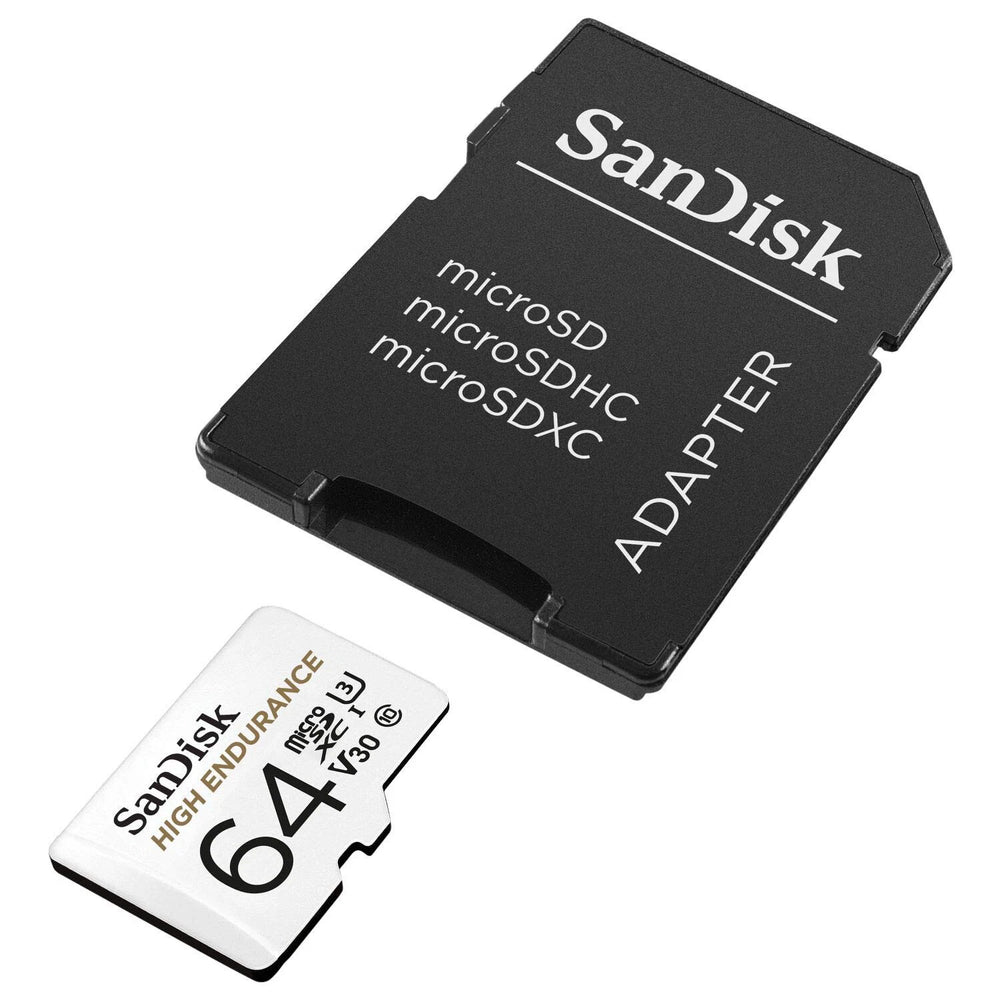 SanDisk High Endurance 64GB card and SD adapter example