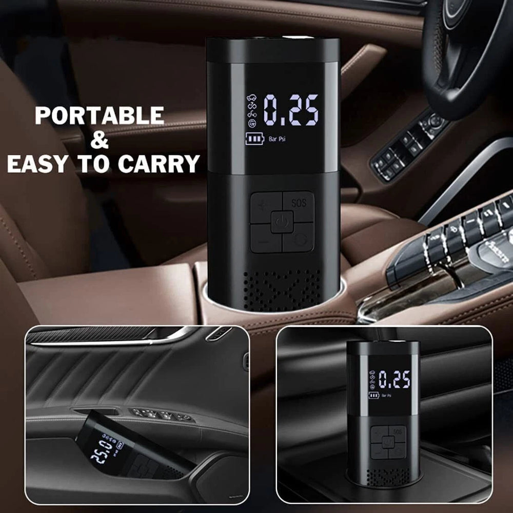 Portable inflator size and storage examples