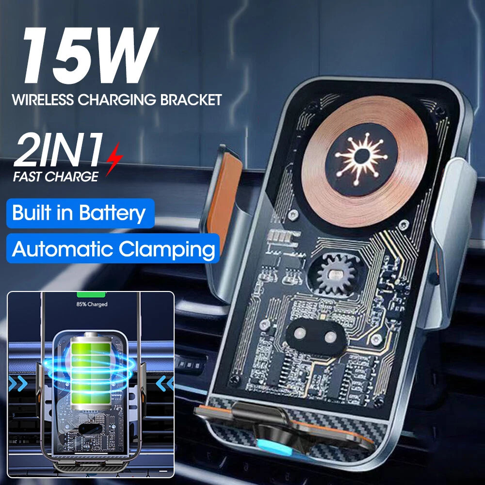 Powered clamping holder with built-in release battery illustration