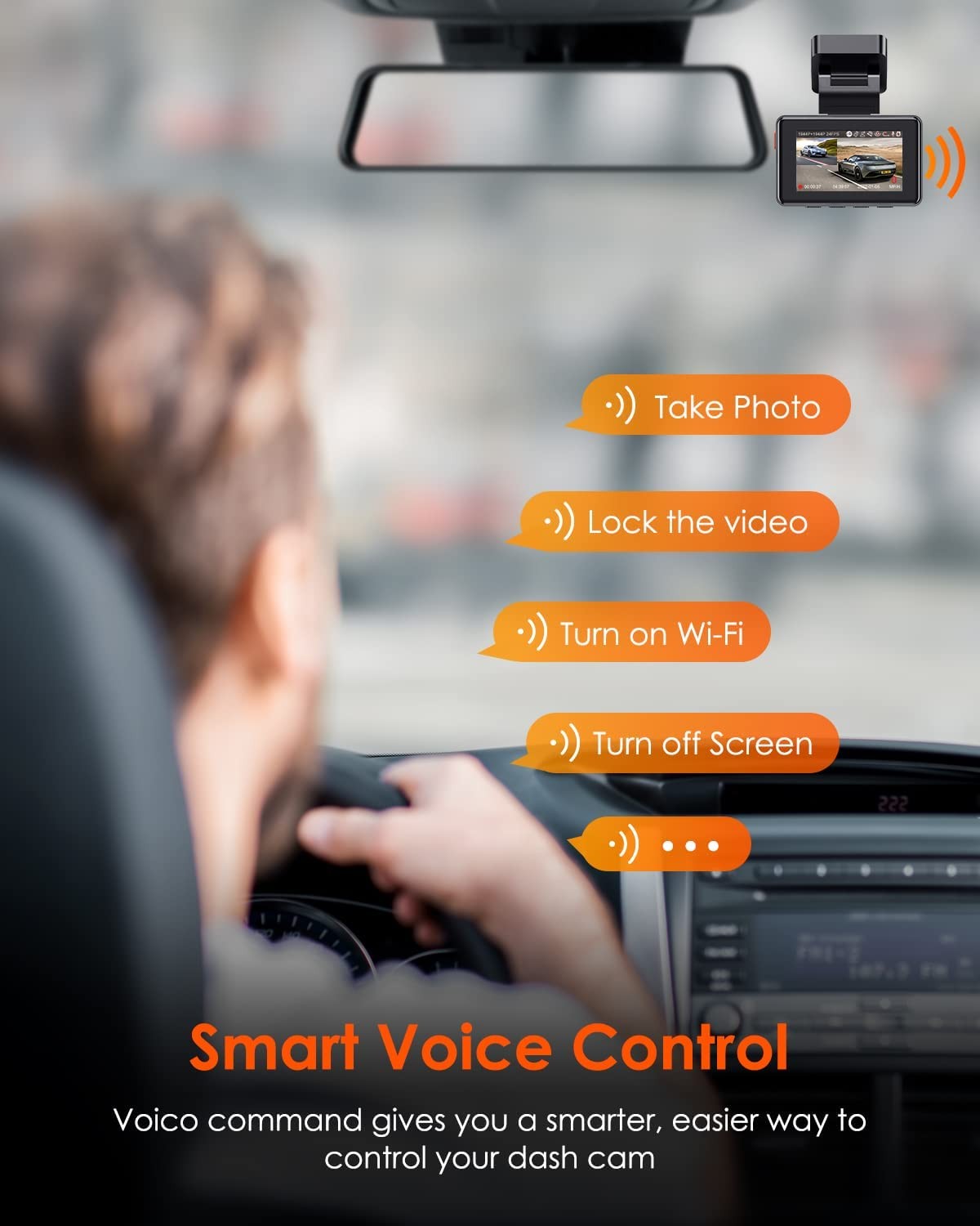 Vantrue E2 manufacturer illustration of voice operation