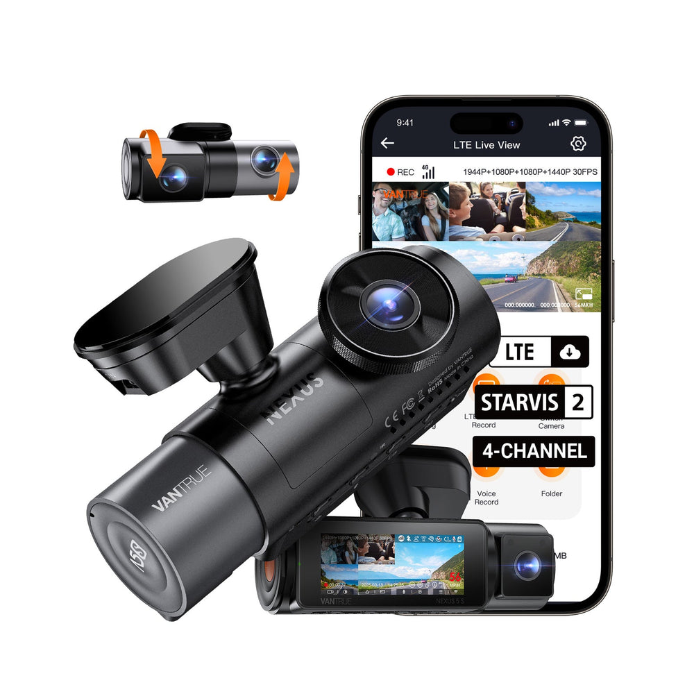 Vantrue N5S camera system viewed from alternate angles