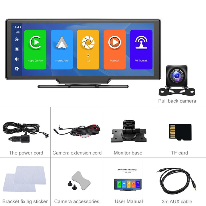 Camecho screen, rear camera, card, mounts and supplied cables