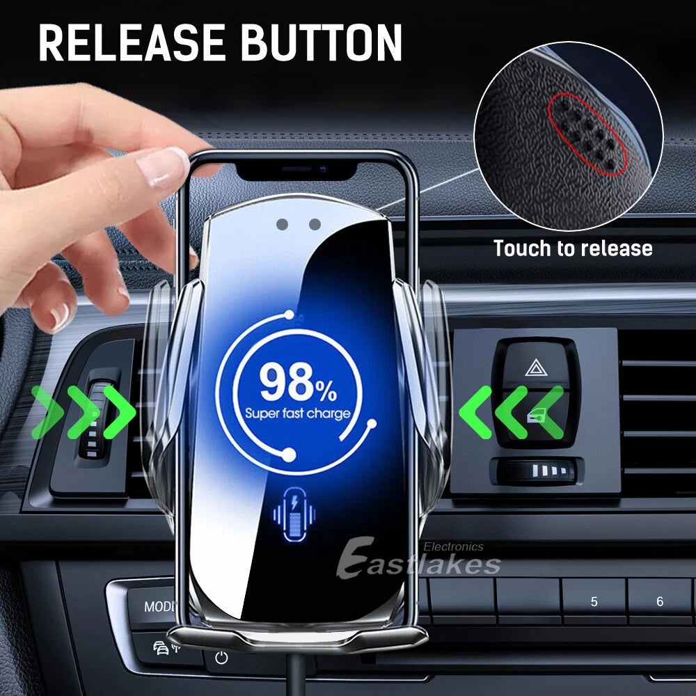 Touch-release control on the wireless charging holder