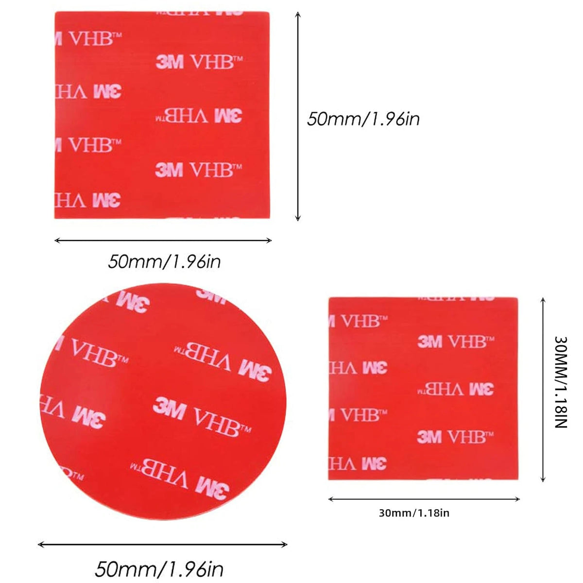 Square and round pad dimensions