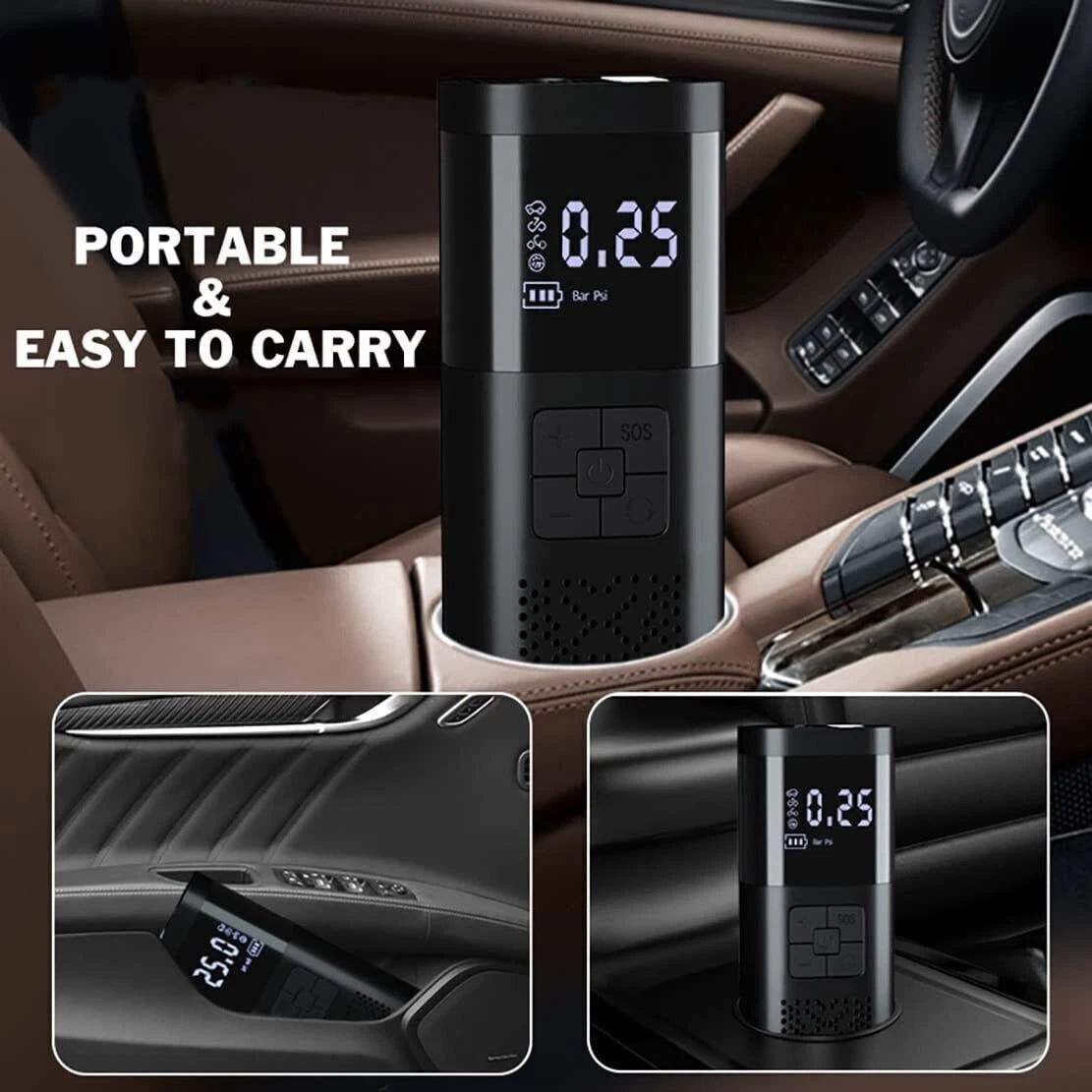 Portable inflator size and storage examples