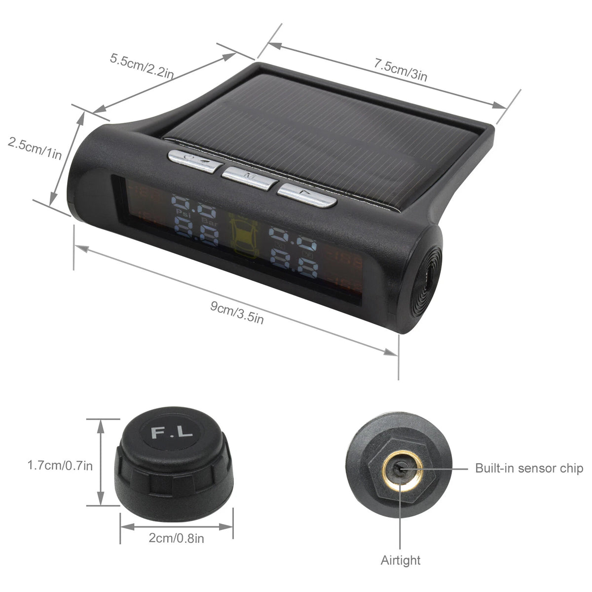 Monitor and external sensor dimensions