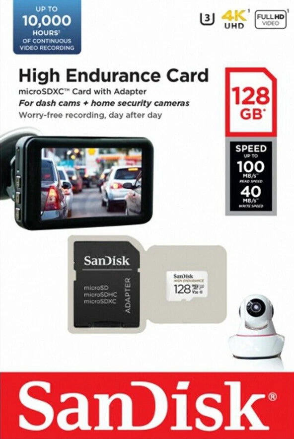 SanDisk High Endurance 128GB retail packaging example